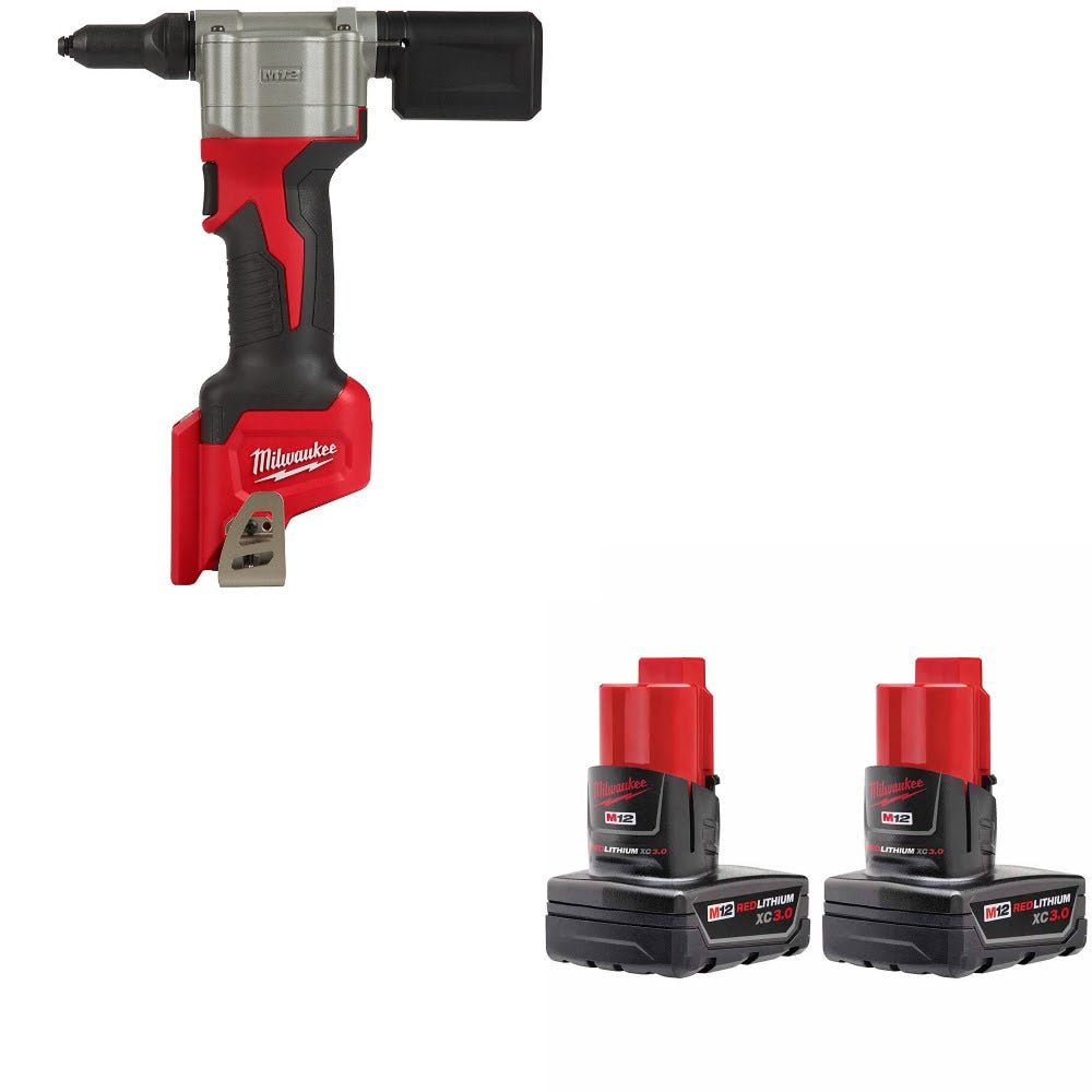 Milwaukee 2550-20 Rivet Tool Kit W/ FREE 48-11-2412 Battery, 2 Pack