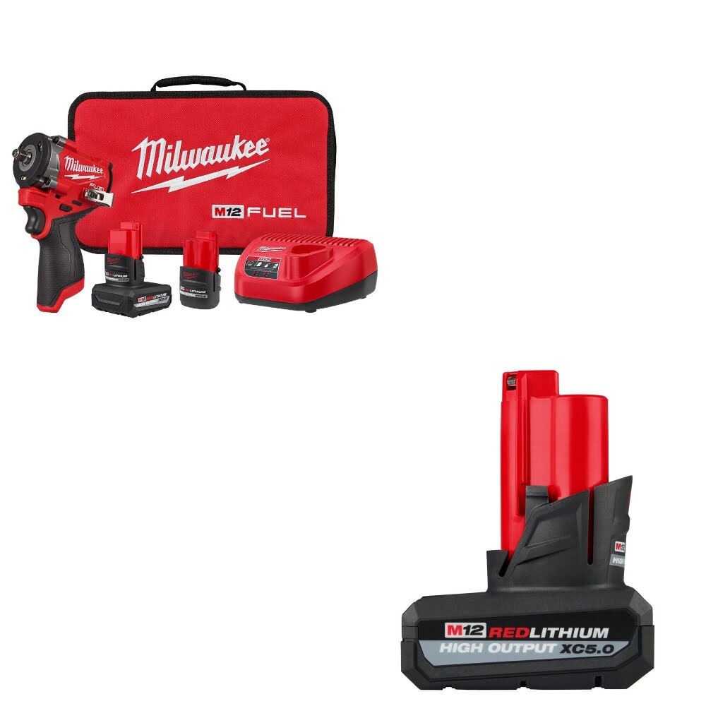 Milwaukee 2562-22 M12 FUEL 3/8" Impact Wrench Kit W/ FREE 48-11-2450 Battery