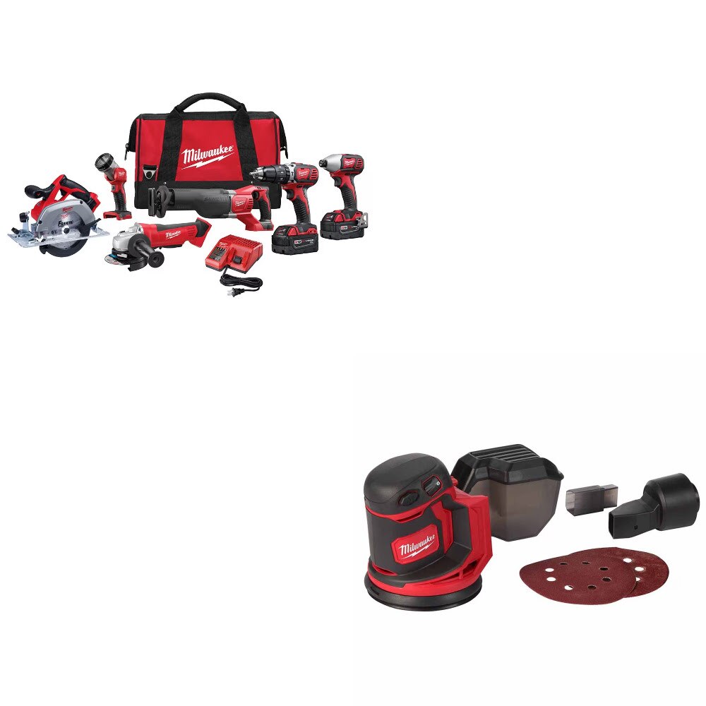 Milwaukee 2696-26 M18 6pc Combo Kit w/ Two FREE 2648-20 M18 Random Orbit Sanders