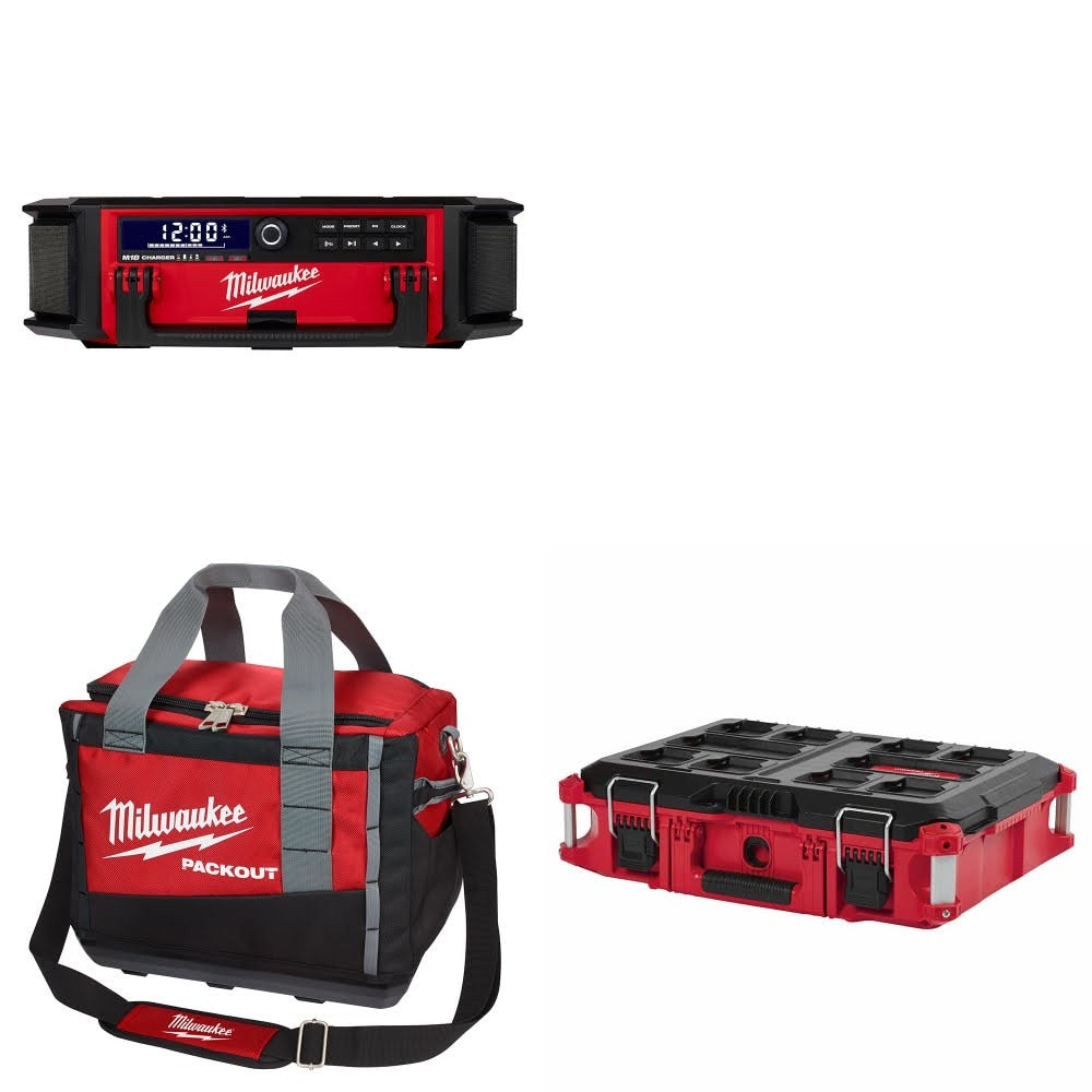 Milwaukee 2950-20 PACKOUT Radio + Charger Kit W/ 15" Tool Bag and FREE Tool Box