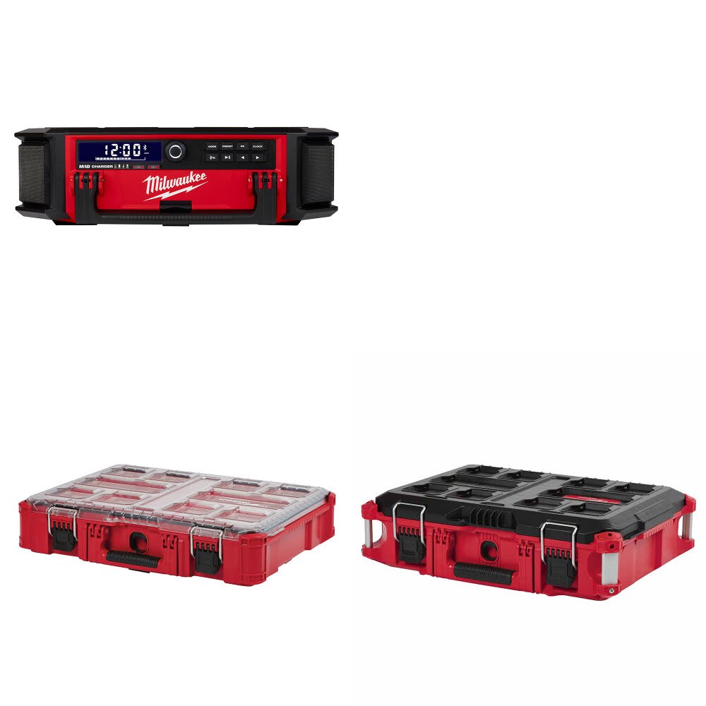 Milwaukee 2950-20 PACKOUT Radio + Charger Kit W/ 48-22-8430 Organizer and FREE 48-22-8424 Tool Box