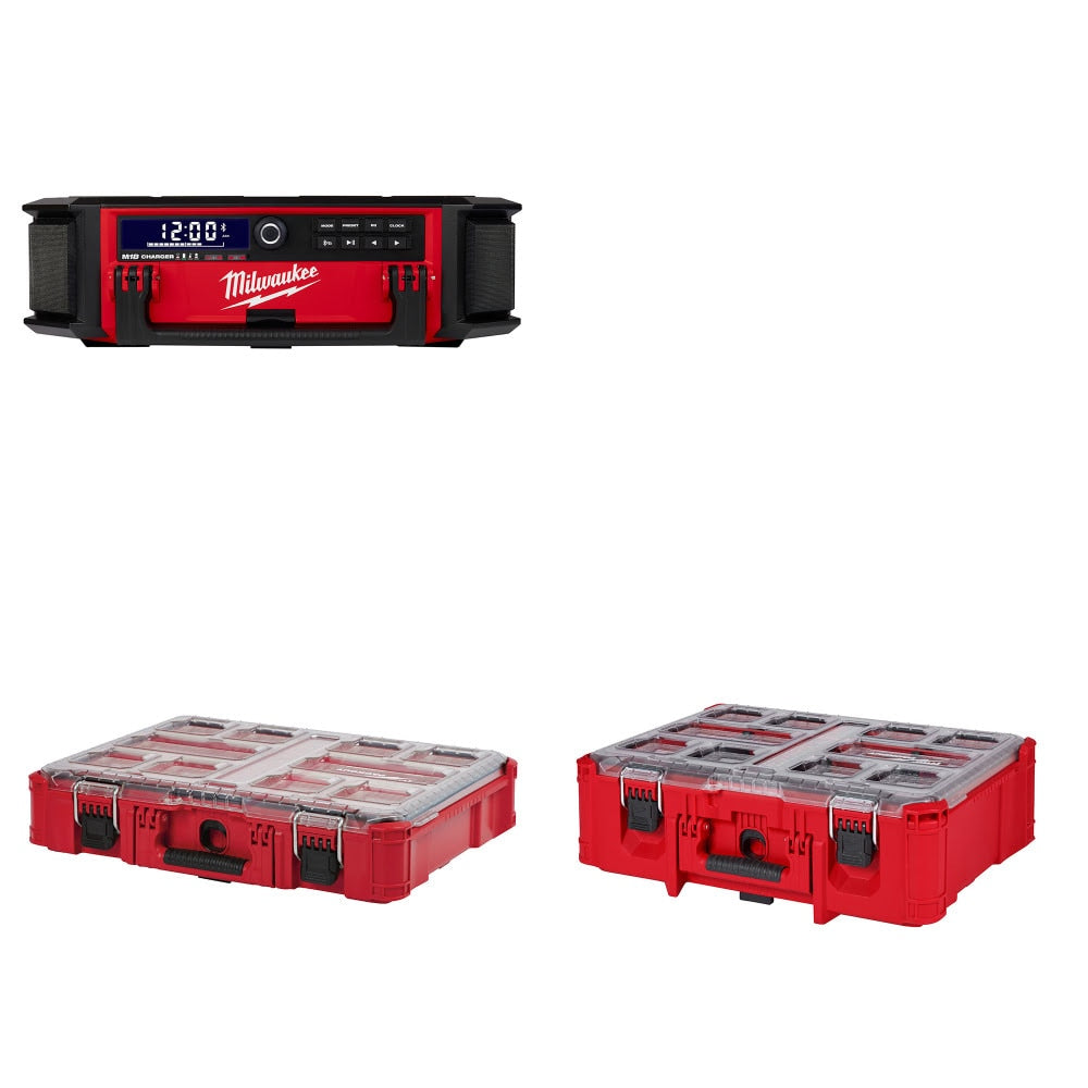 Milwaukee 2950-20 Radio + Charger Kit W/ 48-22-8430 Organizer and FREE 48-22-8432 Deep Organizer