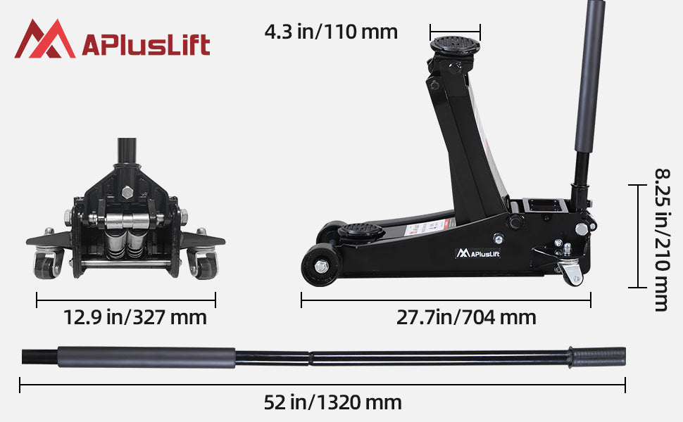 APlusLift 4 Ton Lower profile Steel Racing Floor Jack, FE400B