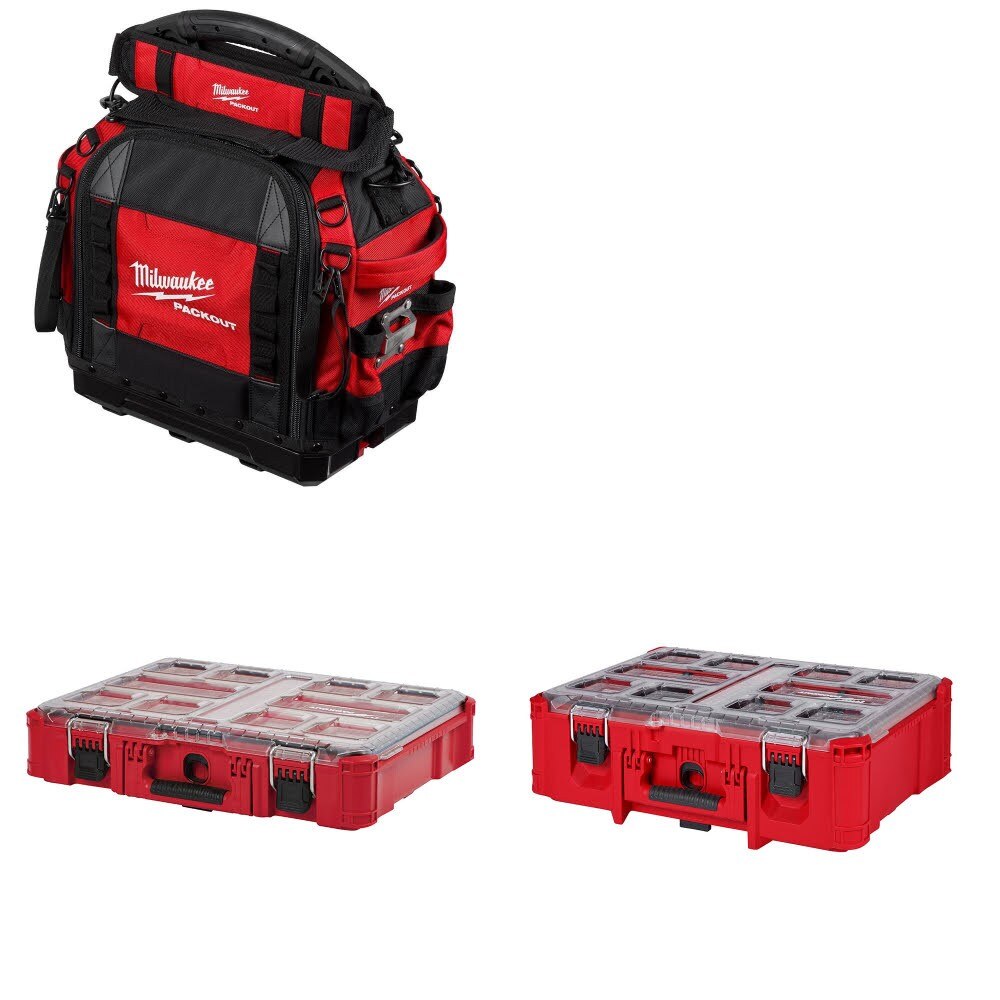 Milwaukee PACKOUT 15" Tool Bag Kit W/ Organizer and FREE Deep Organizer