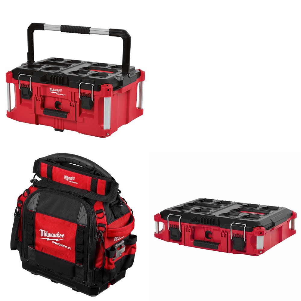 Milwaukee PACKOUT Large Tool Box Kit W/ 15" Tool Bag and FREE Tool Box
