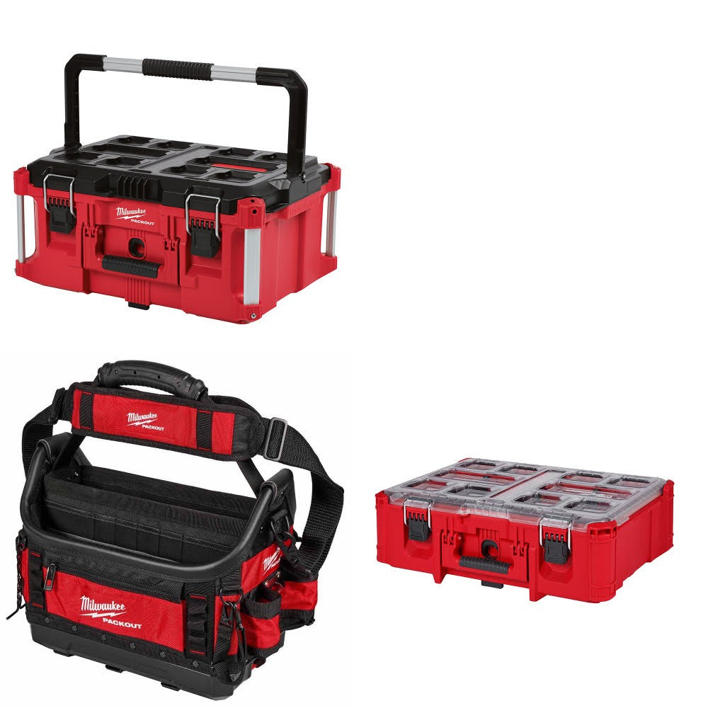 Milwaukee PACKOUT Large Tool Box Kit W/ 15" Tote and FREE Deep Organizer
