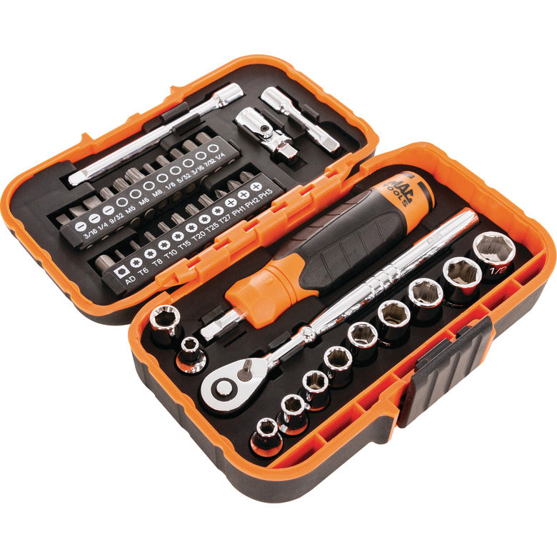 38-PC. 1/4" Drive SAE Precision Torque Micro Set - Hi-Vis Orange