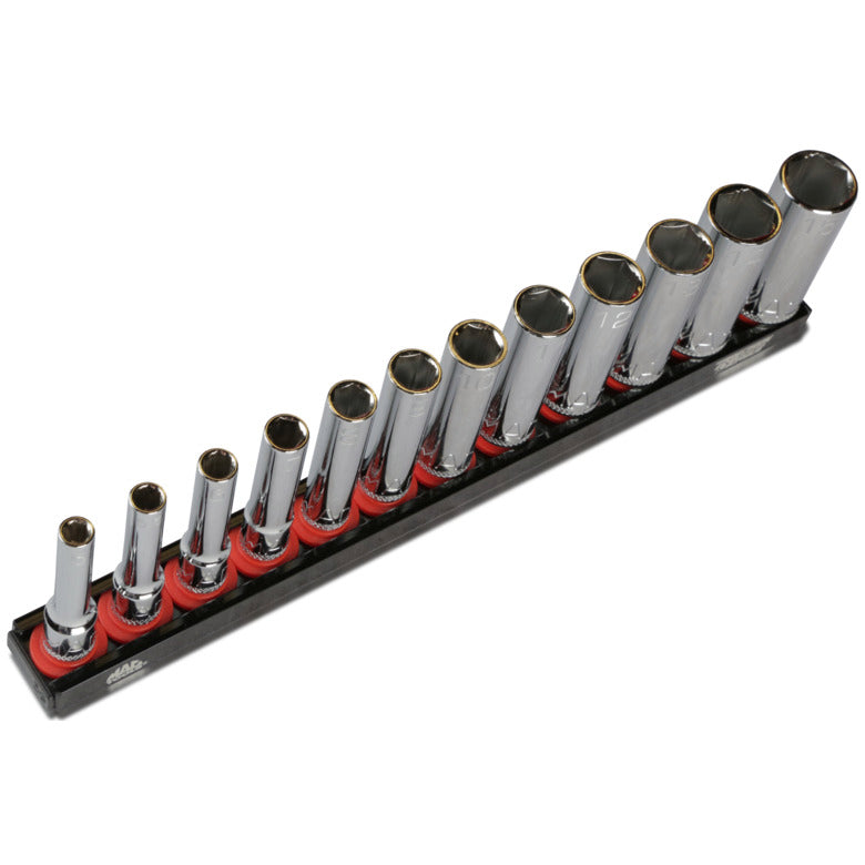 12-PC. 1/4" Drive Metric Non-Slip Deep Socket Set - 6-PT.