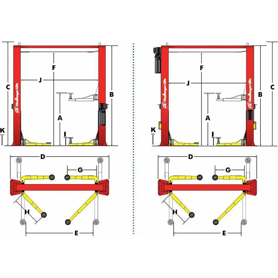 Challenger CL10AV3-DPC-QC Versymmetric 2-Post Lift w/ Dual Pendant & Quick Cycle (10,000 lbs)