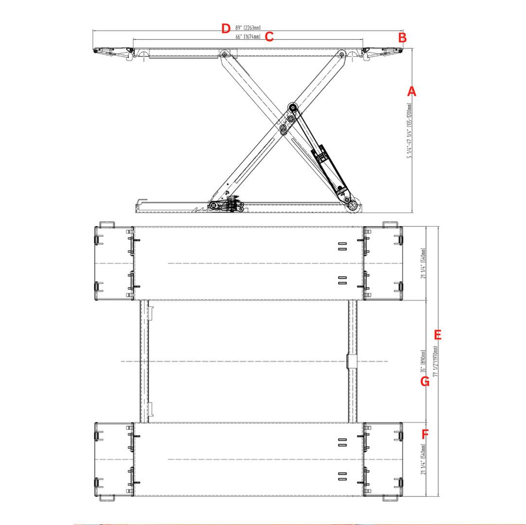 Stratus Extra Wide & Tall 10k lbs Scissor Car Lift, SAE-MS10000P
