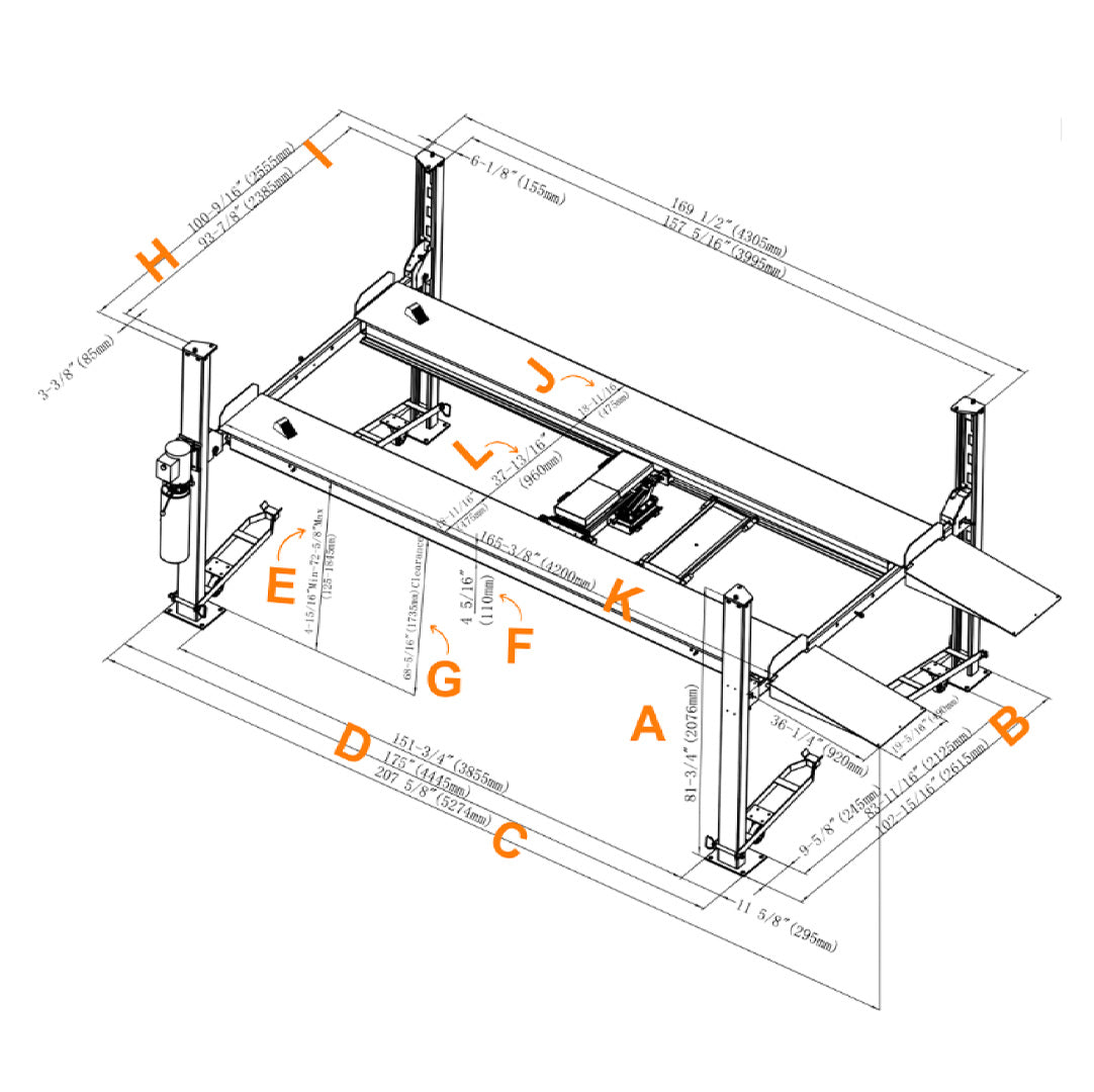 Stratus G3 4-Post 8k lbs Manual Release Car/Storage Lift SAE-P48C