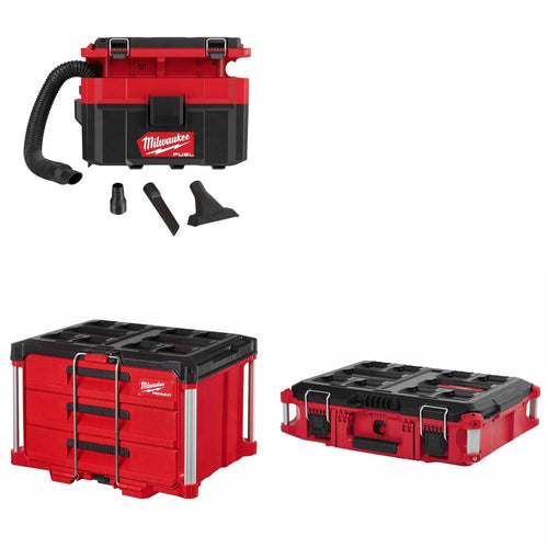 Milwaukee 0970-20 Wet/Dry Vac Kit W/ 3-Drawer Tool Box and FREE Tool Box