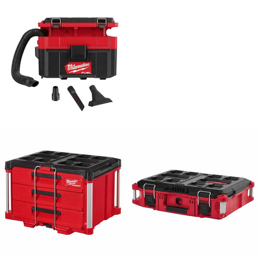 Milwaukee 0970-20 Wet/Dry Vac Kit W/ 3-Drawer Tool Box and FREE Tool Box