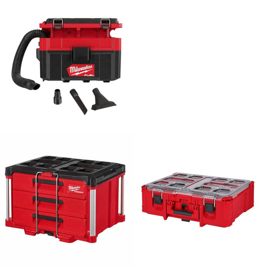 Milwaukee 0970-20 Wet/Dry Vac Kit W/ 3-Drawer Tool Box and FREE Deep Organizer