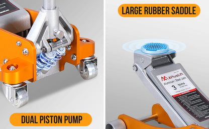 APlusLift 3 Ton Lower profile Aluminum/Steel Racing Floor Jack, AF350G