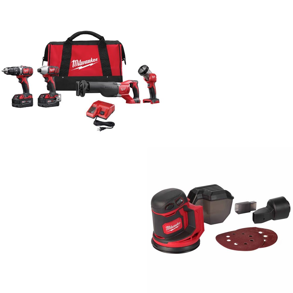 Milwaukee 2696-24 M18 4pc Combo Kit w/ Two FREE 2648-20 M18 Random Orbit Sander