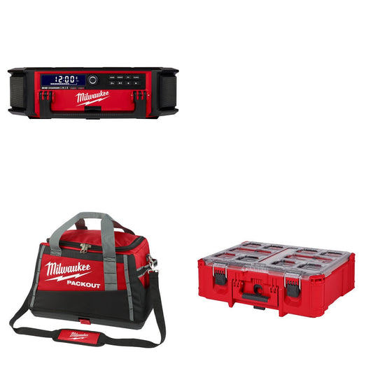 Milwaukee 2950-20 M18 PACKOUT Radio + Charger Kit W/ 20" Tool Bag and FREE Deep Organizer