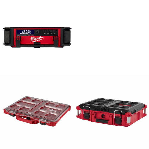 Milwaukee 2950-20 Radio + Charger Kit W/ 48-22-8431 Organizer and FREE 48-22-8424 Tool Box