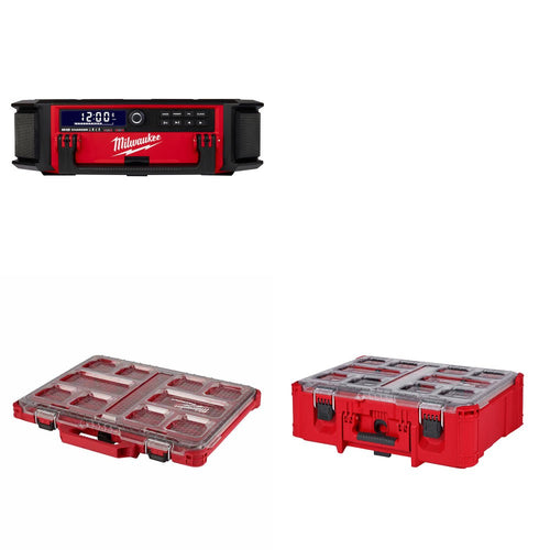 Milwaukee 2950-20 Radio + Charger Kit W/ 48-22-8431 Organizer and FREE 48-22-8432 Deep Organizer