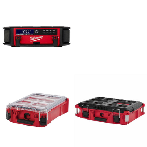 Milwaukee 2950-20 PACKOUT Radio + Charger Kit W/ 48-22-8435 Organizer and FREE 48-22-8424 Tool Box