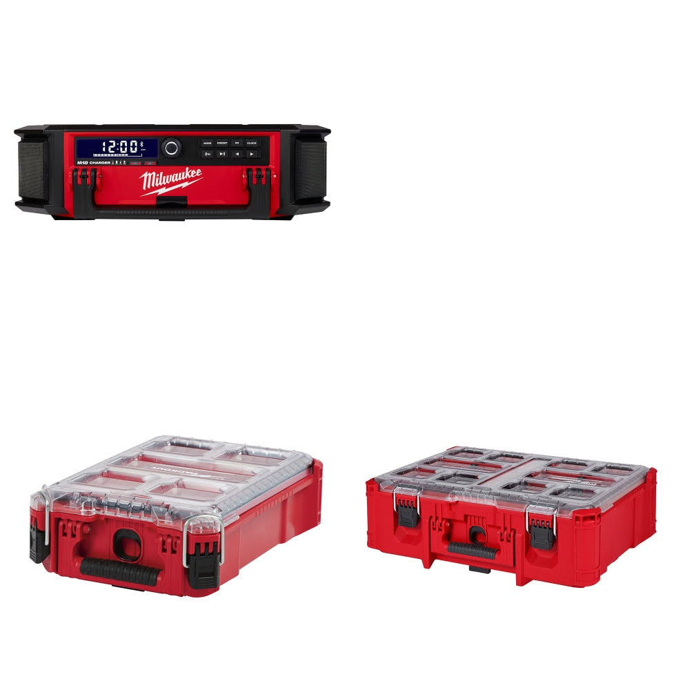 Milwaukee 2950-20 Radio + Charger Kit W/ 48-22-8435 Organizer and FREE 48-22-8432 Deep Organizer