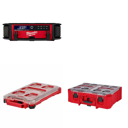 Milwaukee 2950-20 Radio + Charger Kit W/ 48-22-8436 Organizer and FREE 48-22-8432 Deep Organizer