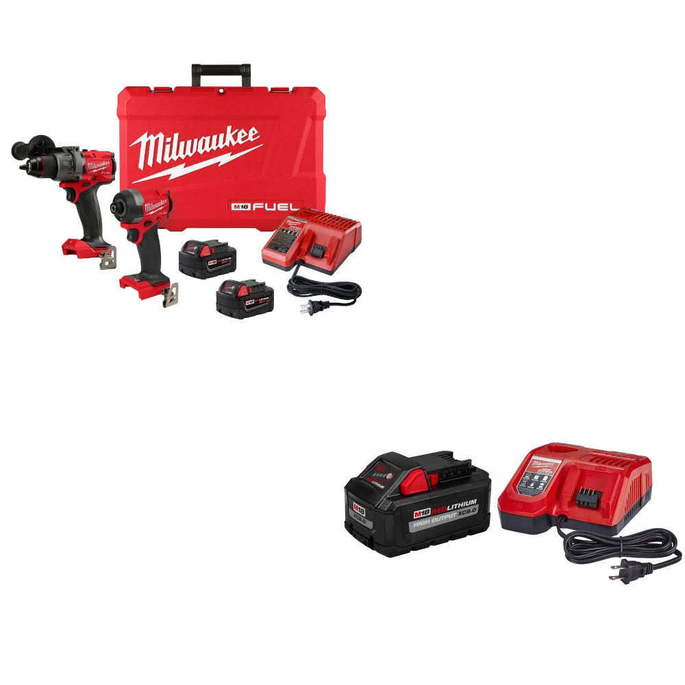 Milwaukee 3697-22 M18 FUEL 2-Tool Combo Kit W/ 48-59-1880 M18 XC8.0 Starter Kit