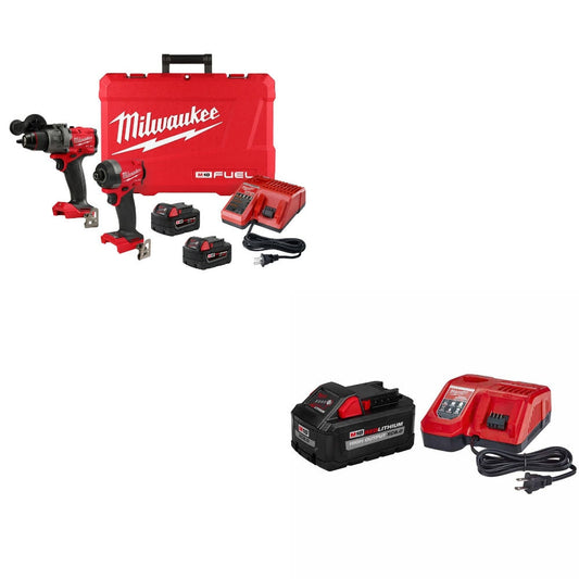 Milwaukee 3697-22 M18 FUEL 2-Tool Combo Kit W/ 48-59-1880 M18 XC8.0 Starter Kit