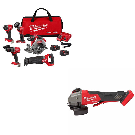 Milwaukee 3697-25 M18 FUEL 5-Tool Combo Kit W/ FREE 2888-20 M18 FUEL Grinder
