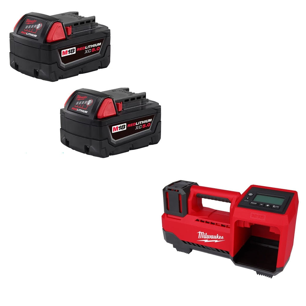 Milwaukee 48-11-1852 M18 Battery 2-Pack w/ FREE M18 Tire Inflator, Bare Tool