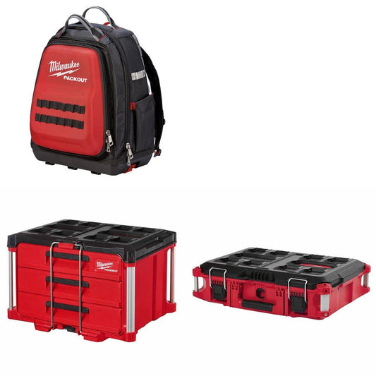 Milwaukee 48-Pocket Packout Backpack Kit W/ 3-Drawer Tool Box and FREE Tool Box