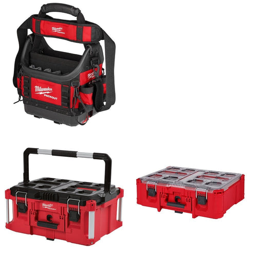 Milwaukee PACKOUT 10" Structured Tote Kit W/ Large Tool Box and FREE Deep Organizer