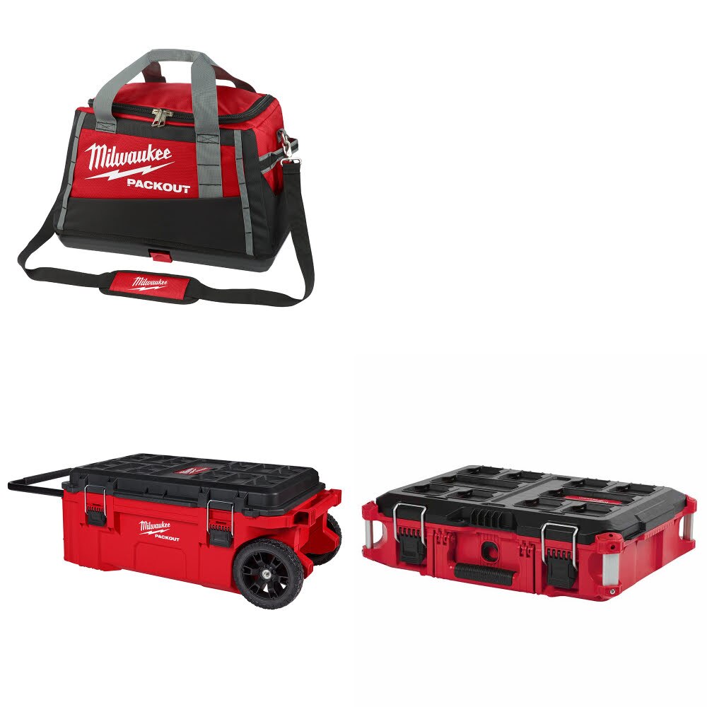 Milwaukee 20" PACKOUT Tool Bag Kit W/ Rolling Tool Chest and FREE Tool Box