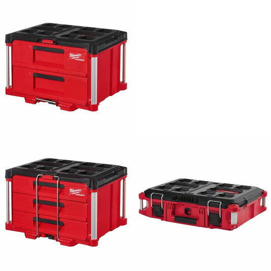 Milwaukee 2-Drawer Tool Box Kit W/ 3-Drawer Tool Box and FREE PACKOUT Tool Box