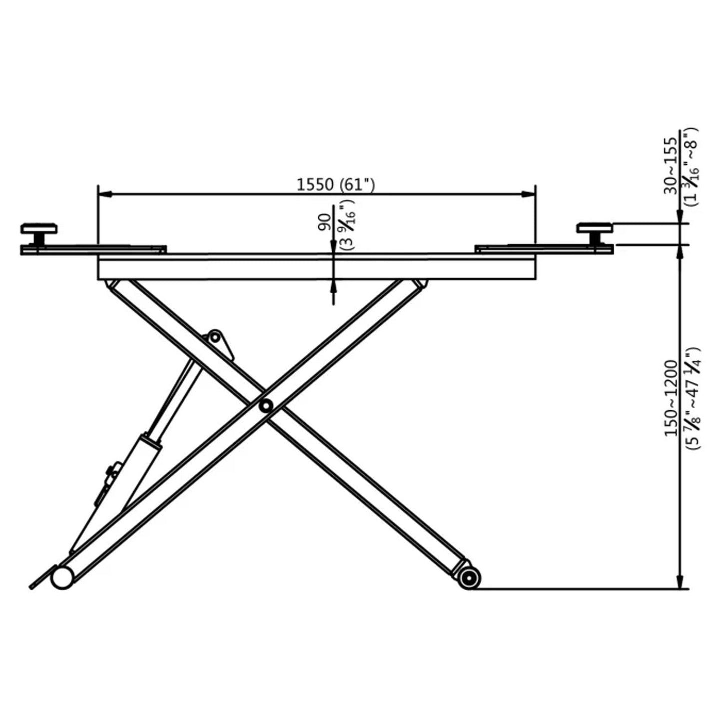 APlusLift 6,600LB Portable Mid-Rise Scissor Lift HW-SL6600X