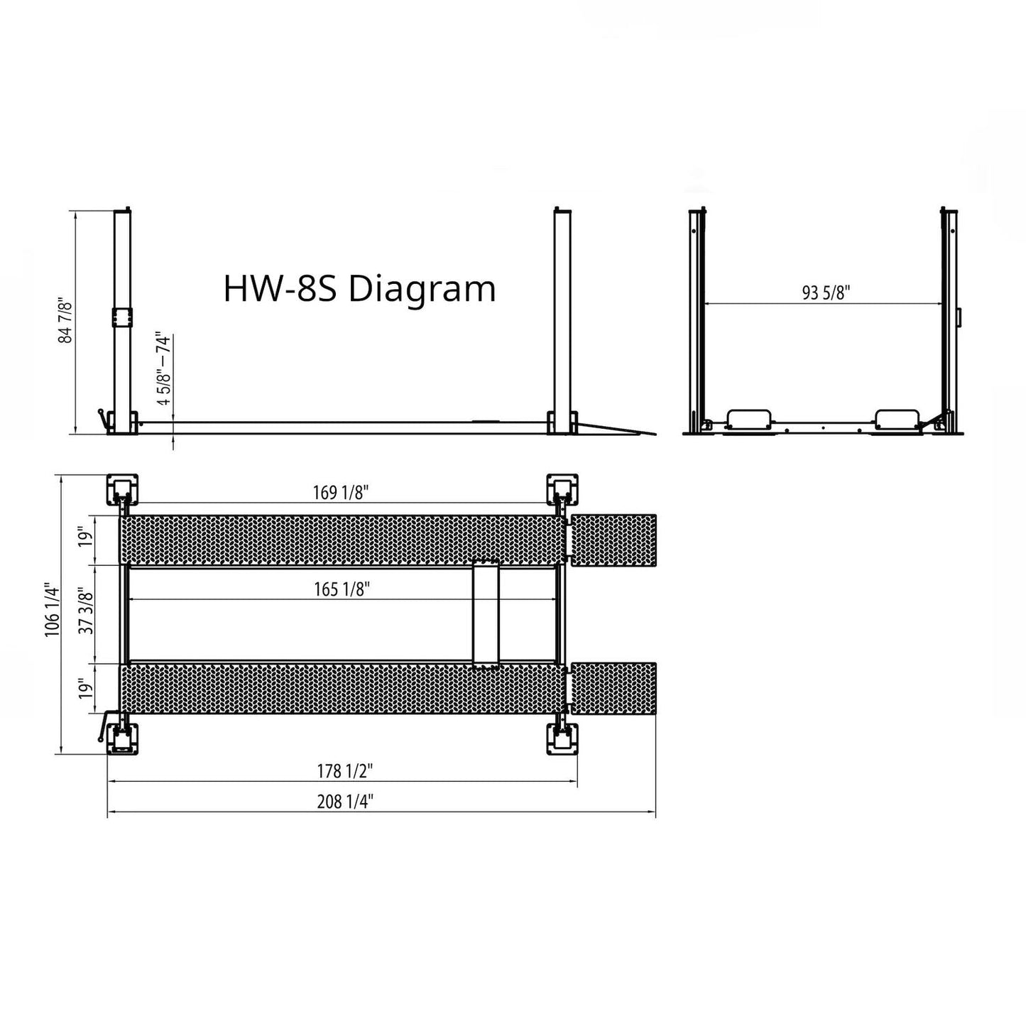 APlusLift 8000LB 4-Post Portable Parking Storage Service Car Lift #HW-8S