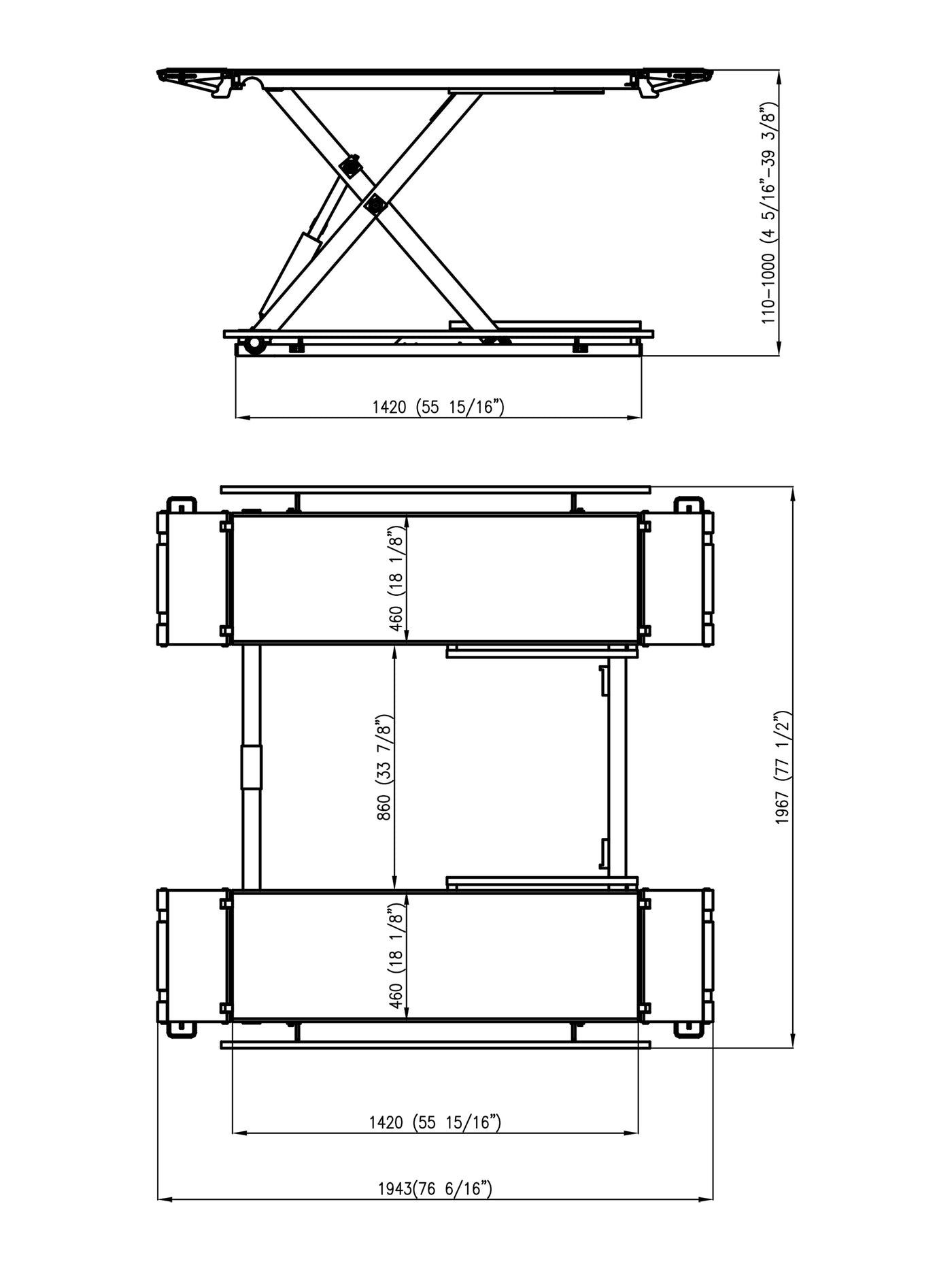 APlusLift 6,600LB Mid-Rise Scissor Lift, Electric Release SL-MR66