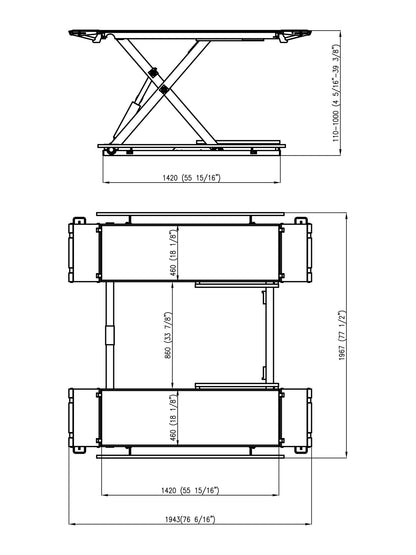 APlusLift 6,600LB Mid-Rise Scissor Lift, Electric Release SL-MR66