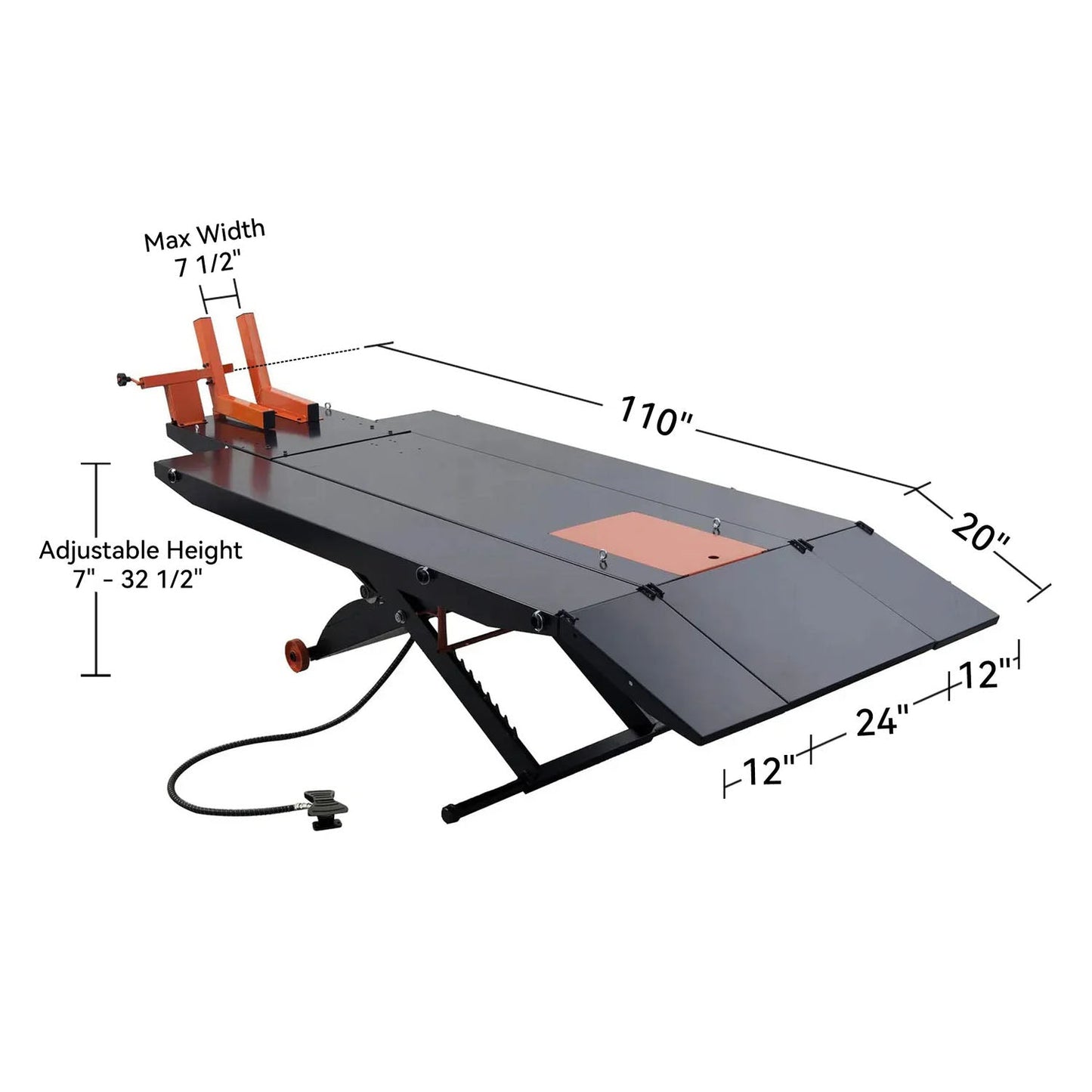 APlusLift 48" Wide 1500 lb Air Operated Lift Table for Motorcycles, ATV, #MT1500X