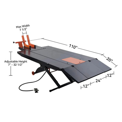 APlusLift 48" Wide 1500 lb Air Operated Lift Table for Motorcycles, ATV, #MT1500X