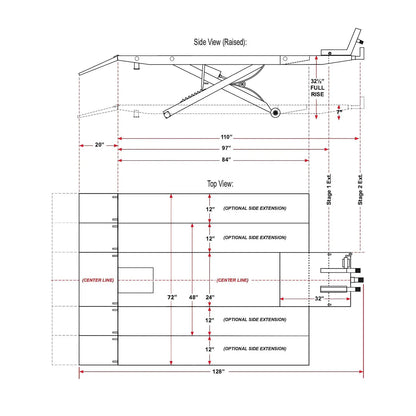 APlusLift 48" Wide 1500 lb Air Operated Lift Table for Motorcycles, ATV, #MT1500X
