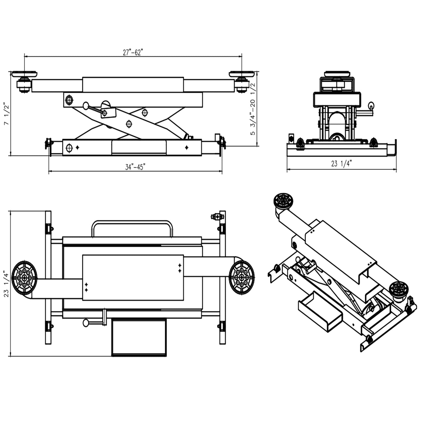 APlusLift 6000LB Air Operated Rolling Jack ARJ-60