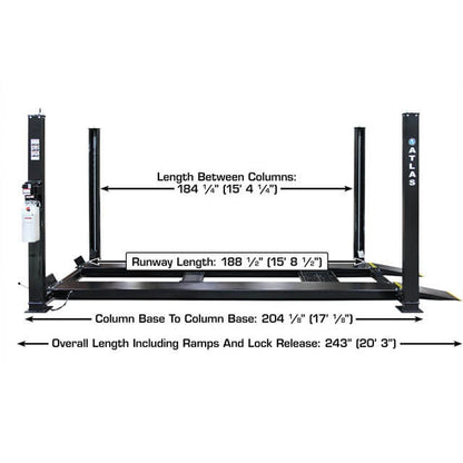 Atlas ALI Certified APEX9 4 Post Lift + RJ6 Rolling Bridge Jacks Combo