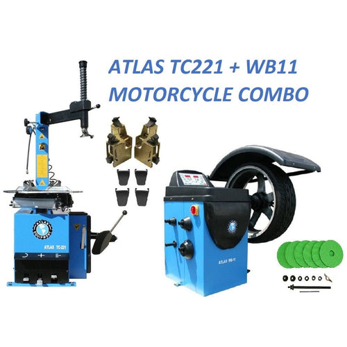 Atlas TC221 Tire Changer + WB11 Motorcycle Wheel Balancer Combo Package