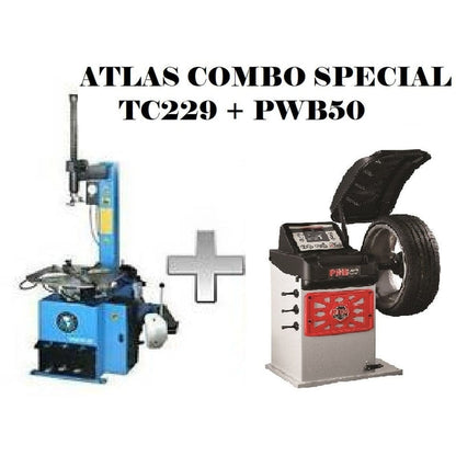 Atlas TC229 Tire Changer + PWB50 Wheel Balancer Combo Package
