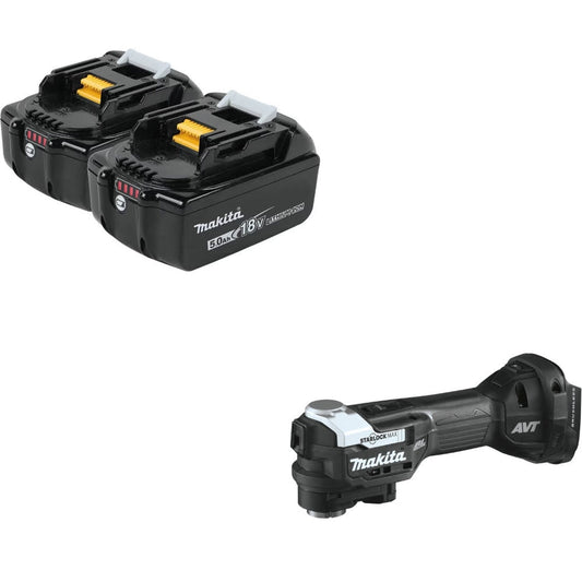 Makita BL1850B-2 18V 5.0Ah Battery, 2 Pack Kit W/ FREE XMT04ZB Multi-Tool