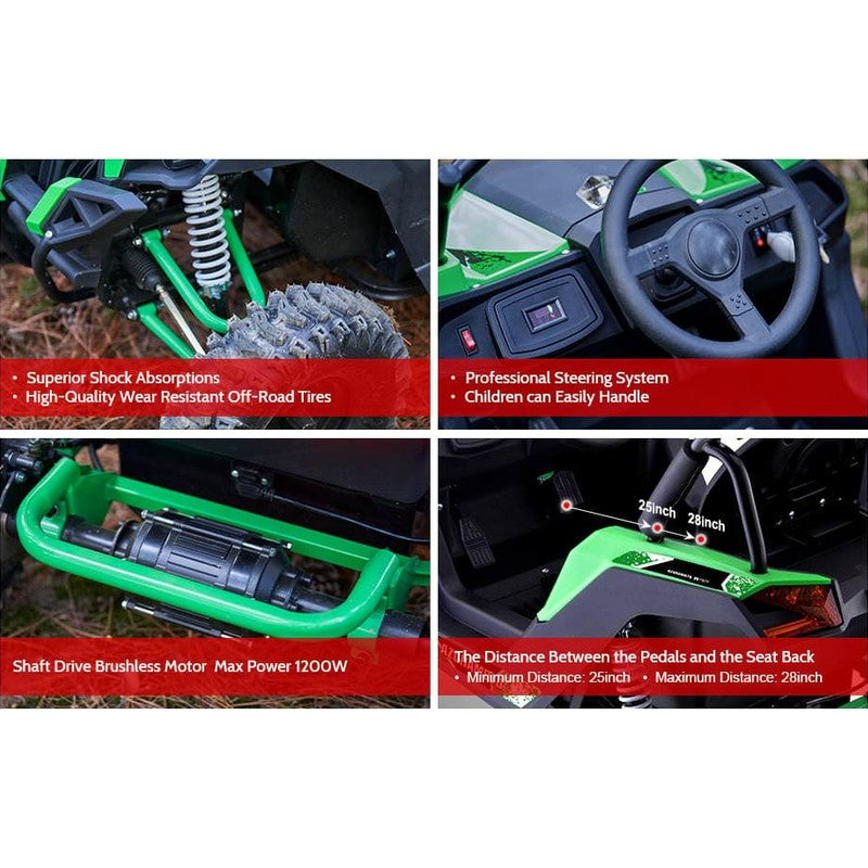 MotoTec Raider Kids UTV 48v 1200w Full Suspension