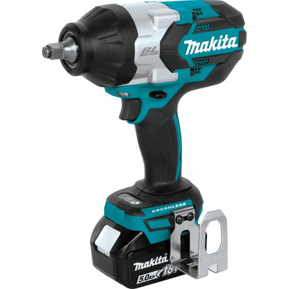 Makita XWT08T 18V LXT Li-Ion Brushless Cordless High Torque 1/2" Square Impact Wrench Kit, 5.0 Ah