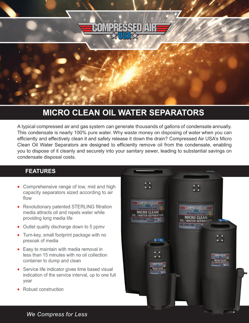 60 CFM Oil Water Separator CAUSA Micro Clean (MC-OWS-60)