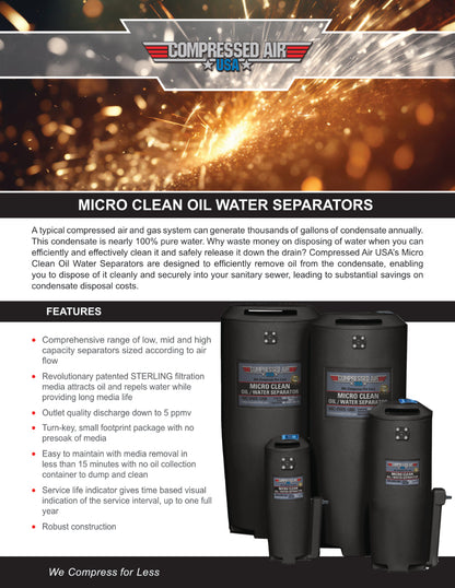 120 CFM Oil Water Separator CAUSA Micro Clean (MC-OWS-120)
